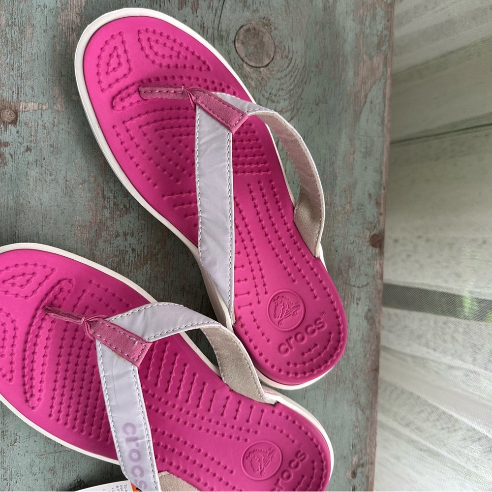 CROCS Vibrant Pink Sandals with White Accents